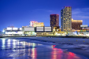 Atlantic City, New Jersey, USA resort casinos cityscape on the s